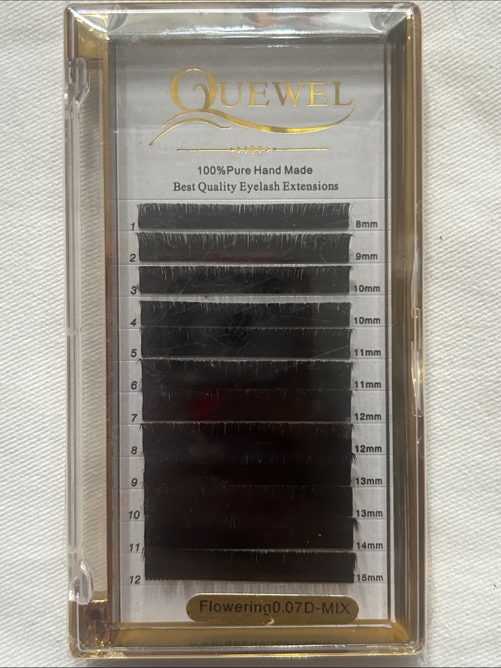 QUEWEL Flowering 100% Pure Hand Made 0.07D-MIX Eyelash Extensions - Black
